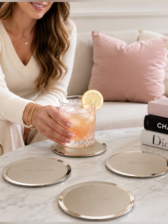 kate spade Other - Kate Spade Silver Tone Round Metal Drink Coasters - Set of 4 NIB